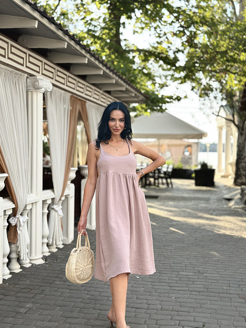 Летнее платье сарафан из муслина на бретельках Caramel 46-48, Капучино Киев - изображение 7