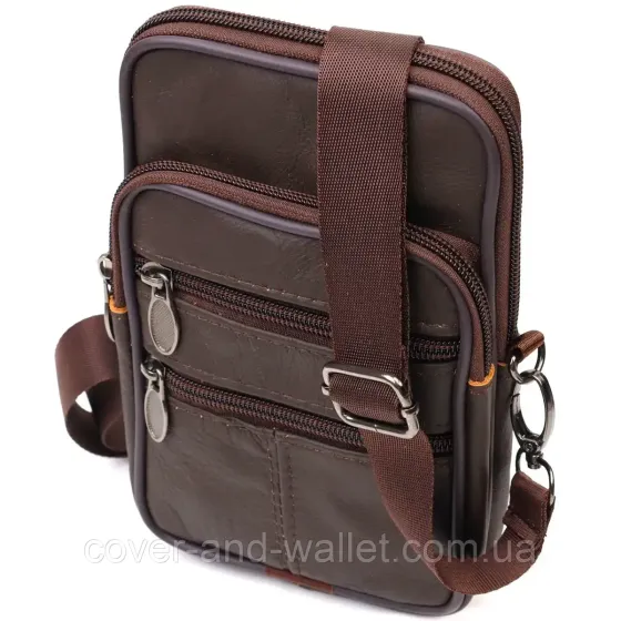 Вертикальная поясная сумка для мужчин из натуральной кожи Leather Collection Киев