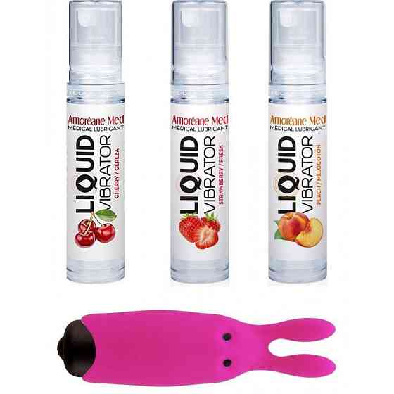 Набор из 3-х вкусов стимулирующего лубриканта Amoreane Med (3х10мл) и вибропули Adrien Lastic Pink Sex Aura Киев