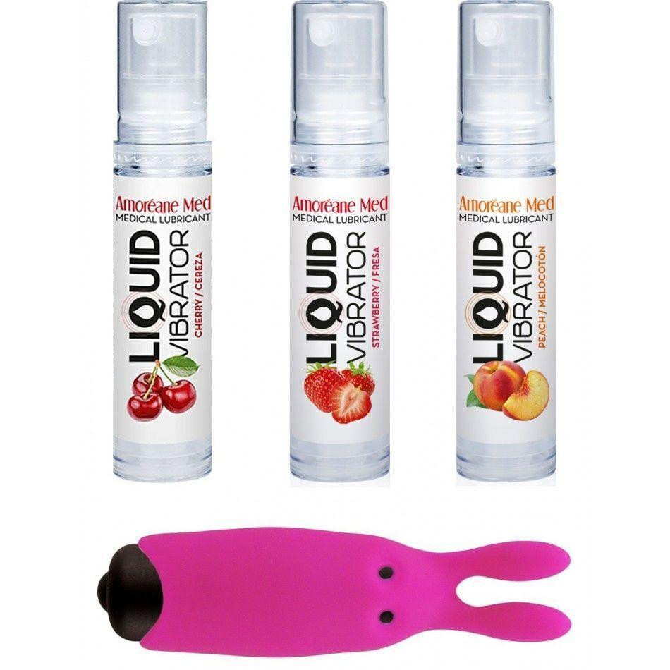 Набор из 3-х вкусов стимулирующего лубриканта Amoreane Med (3х10мл) и вибропули Adrien Lastic Pink Sex Aura Киев - изображение 1