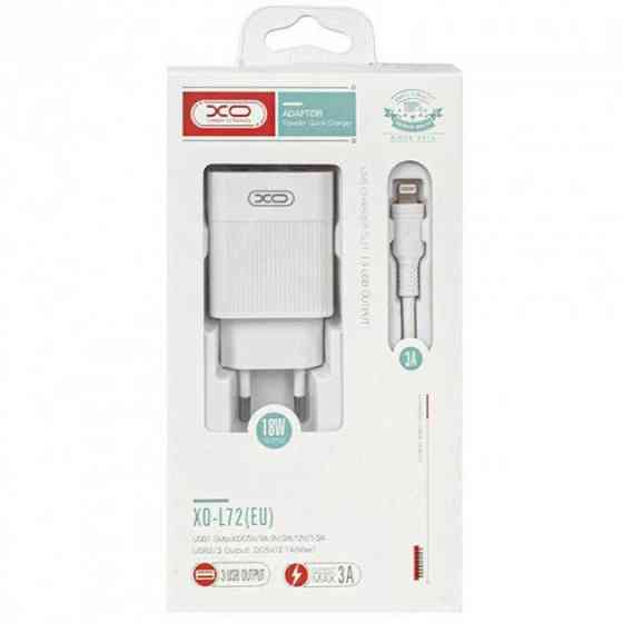 Сетевое зарядное устройство XO L72 QC3.0 3USB/3A с кабелем USB - Lightning Белый Каменец-Подольский
