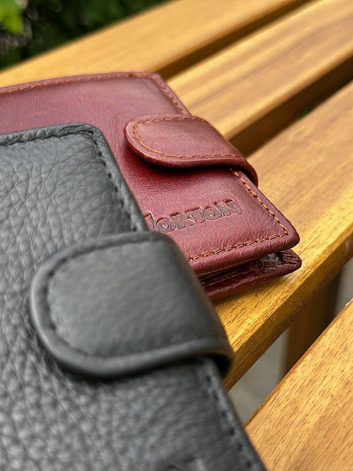 Мужской кошелек бумажник натуральная кожа черный, коричневый HORTON 208 Каменское - изображение 6