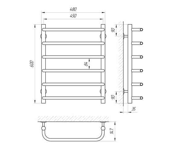 Водяна сушарка для рушників Laris Стандарт П6 450x600 Київ