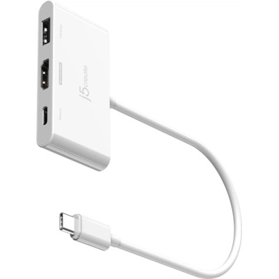 Концентратор J5create USB-C 3-in-1 HDMI + USB + USB-C PD white (JCA399-N) Винница - изображение 2