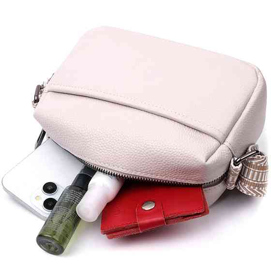 Женская сумка на одно отделение из натуральной кожи Vintage 22602 Белая Киев