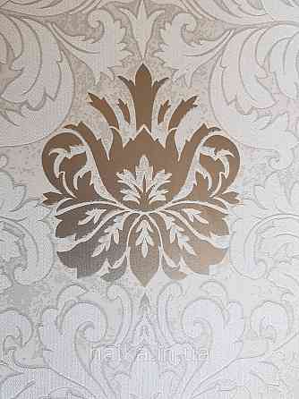 Шпалери метрові вінілові на флізелін Marburg Villa Romana класика вензелі завитки золотисті білі бежеві Київ