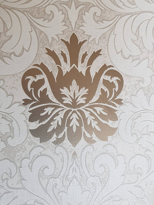 Шпалери метрові вінілові на флізелін Marburg Villa Romana класика вензелі завитки золотисті білі бежеві Київ - фото 6