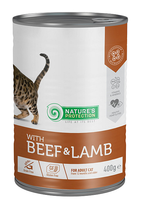 Nature's Protection Adult cats Beef & Lamb Вологий корм для котів з яловичиною і ягням, 400 г Киев - изображение 1