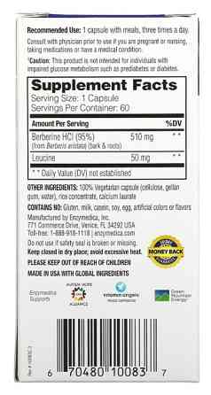 Берберин Enzymedica Berberine for Blood Sugar Metabolism 60 капс Київ