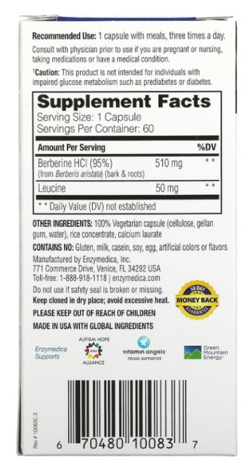 Берберин Enzymedica Berberine for Blood Sugar Metabolism 60 капс Киев - изображение 3