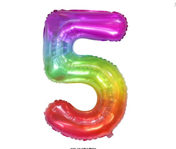 Шарик цифра 5 фольгированная 40 дюймов разноцветный Киев - изображение 1