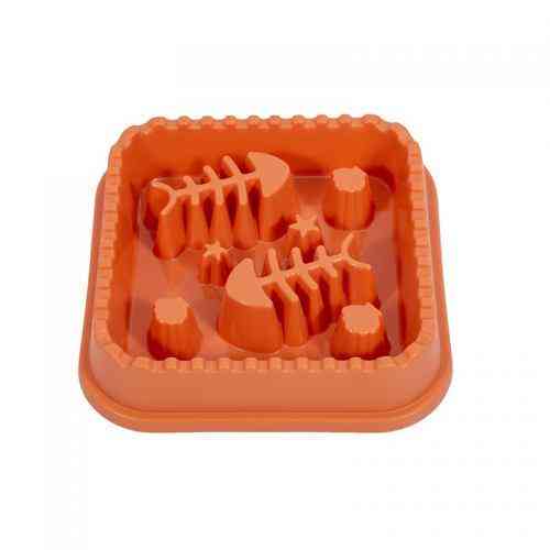 Миска для кошек WahoPet для медленного кормления, с рыбками, оранжевая Винница