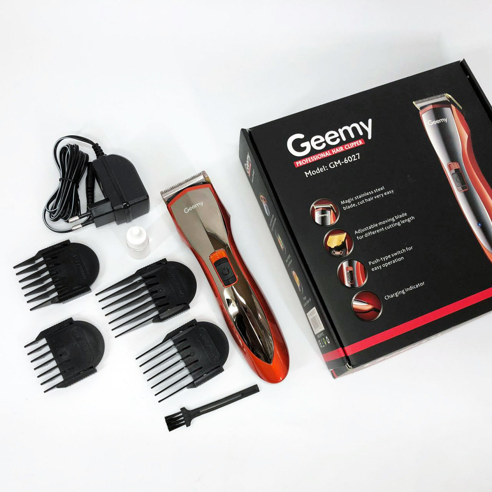 Професійний тример з набором насадок Pro Gemei GM-6027, Набір для стрижки волосся на акумуляторі NY-51 Львів - фото 11