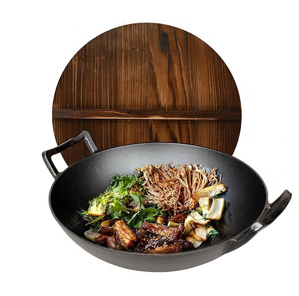 Чавунний вок (казан) 35.5*10см з дерев''яною кришкою GRILLI 9637 Код: 009637 Рівне - фото 4