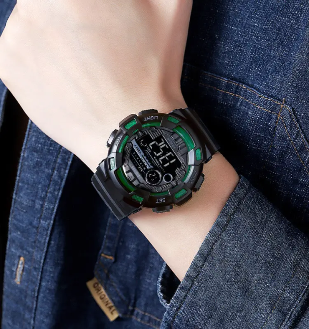 Часы мужские спортивные наручные Skmei 2110 (Черный с зеленым) Киев - изображение 7