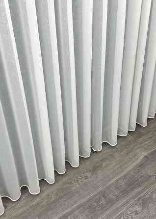 Тюль преміум сітка льон дощик “Linea” колір молочний 1962т Київ