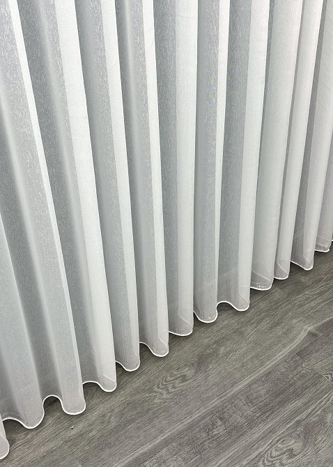 Тюль преміум сітка льон дощик “Linea” колір молочний 1962т Київ - фото 6