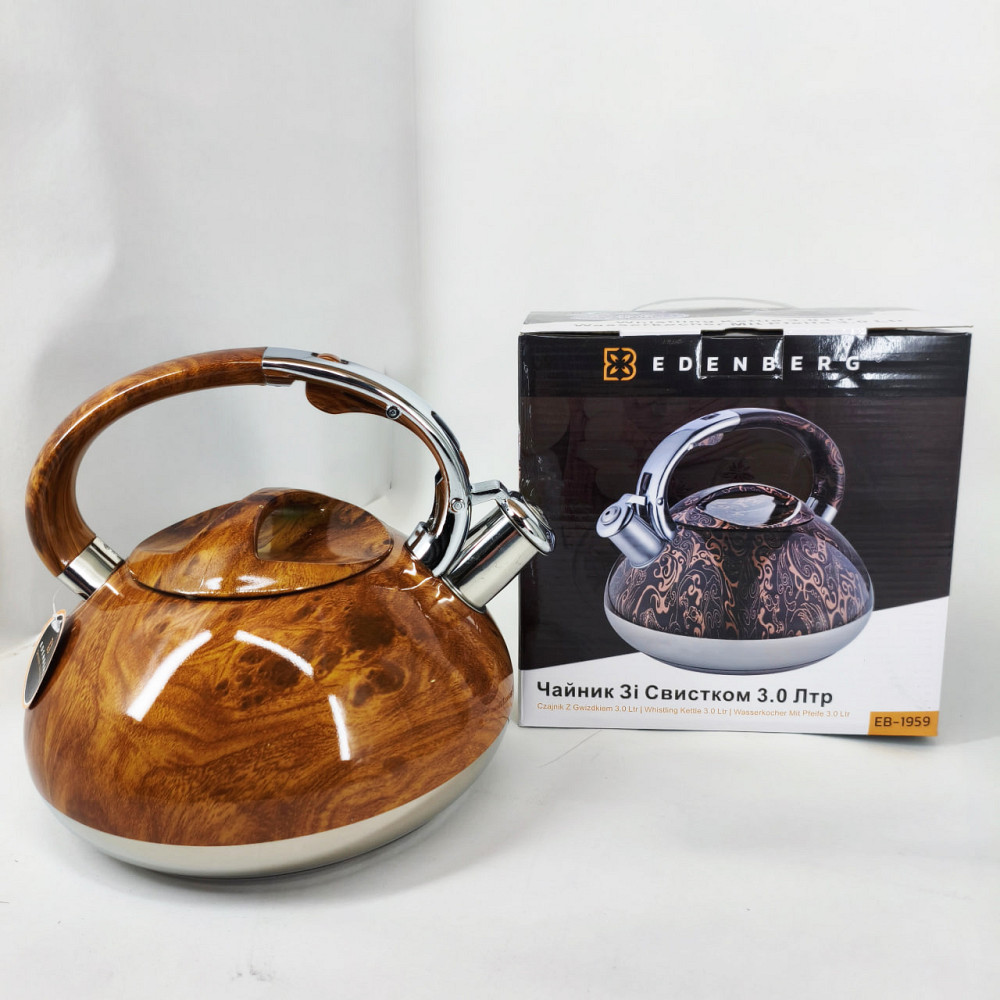 Чайник газовый нержавейка Edenberg, Чайник металлический со свистком Качественный металлический TW-11 Львов - изображение 2