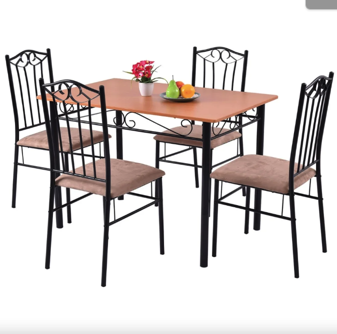 Комплект меблів Costway Sofi стіл і 4 м'яких стільці бежевий Київ - фото 3