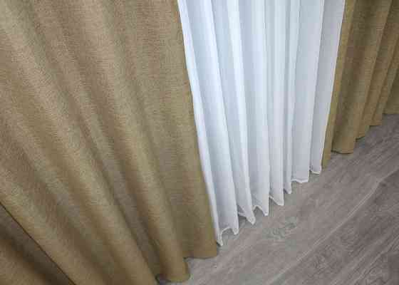 Однотонна тканина "Льон мішковина" висота 2,8м колір капучино 673ш Київ