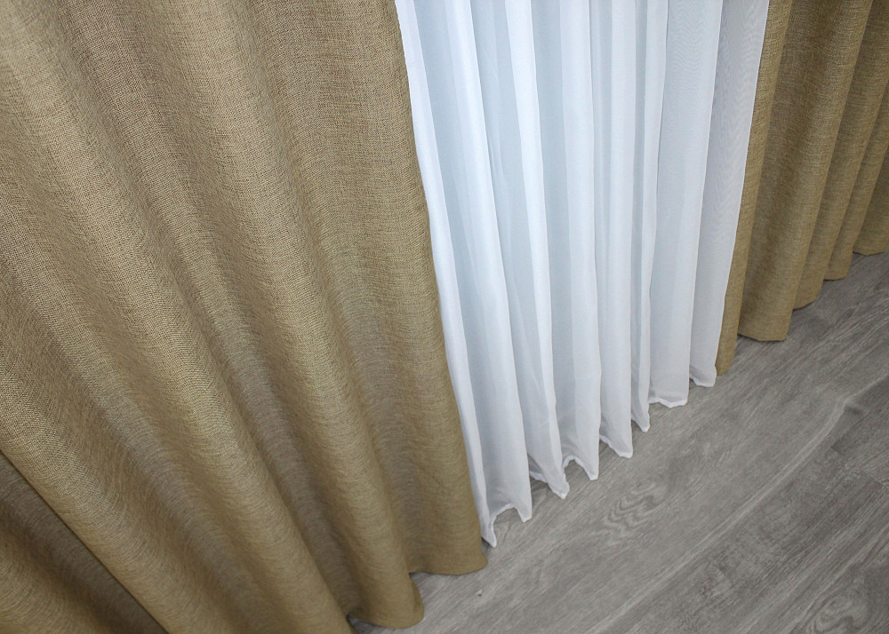Однотонна тканина "Льон мішковина" висота 2,8м колір капучино 673ш Київ - фото 6