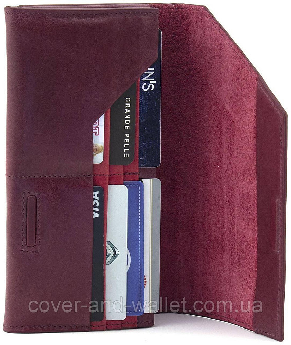 Бордовий жіночий гаманець з гладкої шкіри великого розміру Grande Pelle 19470 Київ - фото 3