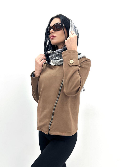 Замшева куртка-жакет "Nessa" оптом I Норма і батал Мокко, 50-52 Київ - фото 3