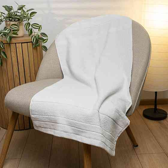 Рушник банний махровий з велюровим бордюром GM Textile 100х150см 500г/м2 (Білий) Суми