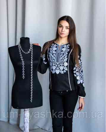Жіноча вишиванка натуральна "Владана чорна" р.S-XXL Кривий Ріг