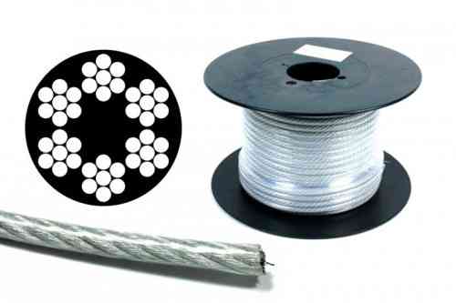 Трос у ПВХ обплетенні оцинкований 3 мм (2+1мм) DIN 3055 (6x7+FC) бухта 200 м APRO Рівне