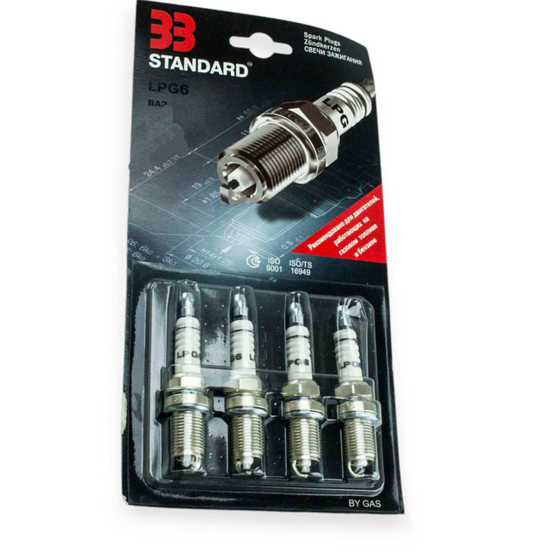 Свічки STANDARD LPG6 2110 кл. на 16 газ. (зазор 0,7) блістер 33 Мукачево - фото 1