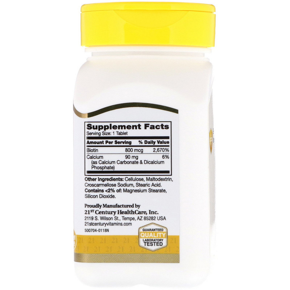 Біотин 21st Century Biotin 800 mcg 110 Easy Swallow Tablets Луцьк - фото 2
