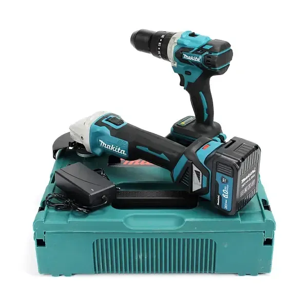 Набор аккумуляторного инструмента 2 в1 Болгарка+Гайковерт (синий) Makita,115 мм диаметр диска, в кейсе Одесса - изображение 2