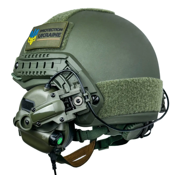 Тактический комплект шлем Fast + наушники Earmor М31 + крепление Чебурашка (Оливковый) XL Винница