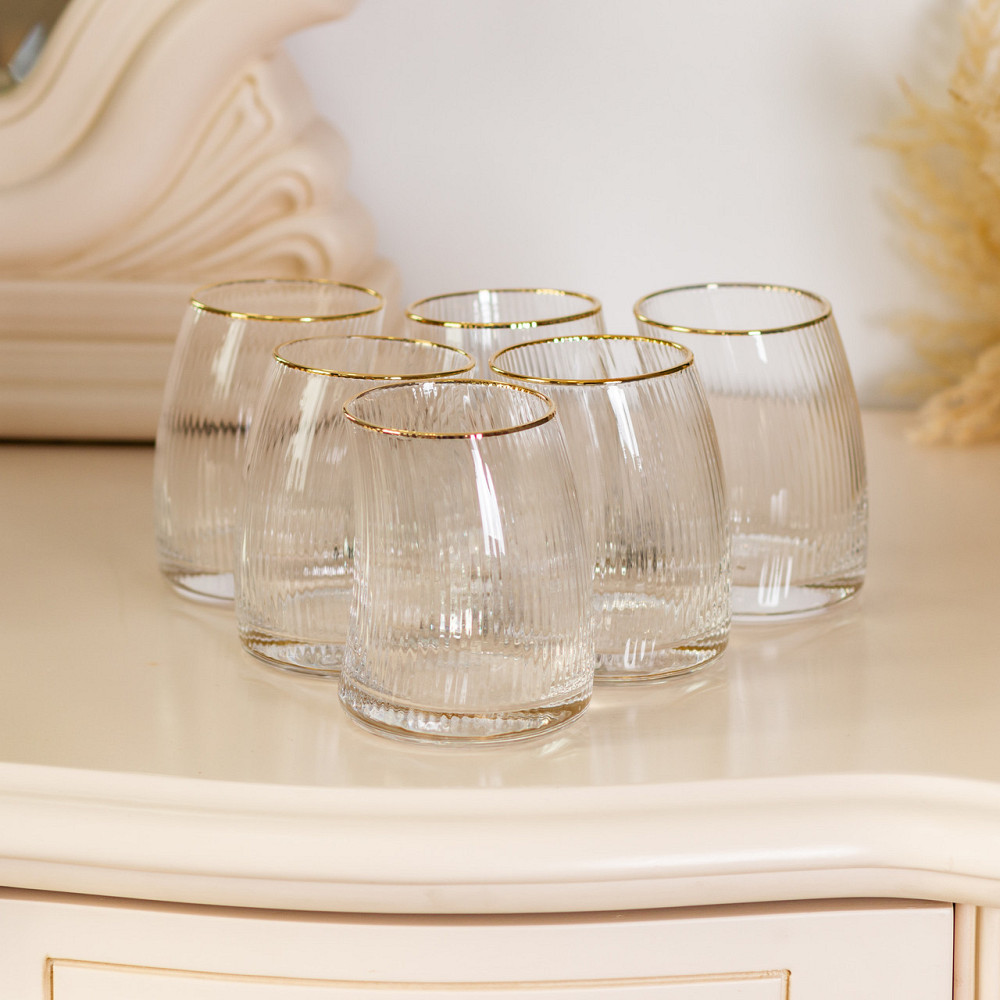 Набор из 6 стаканов 400 мл с изогнутыми стенками и вертикальным рифлением HP-16-20 Киев - изображение 4