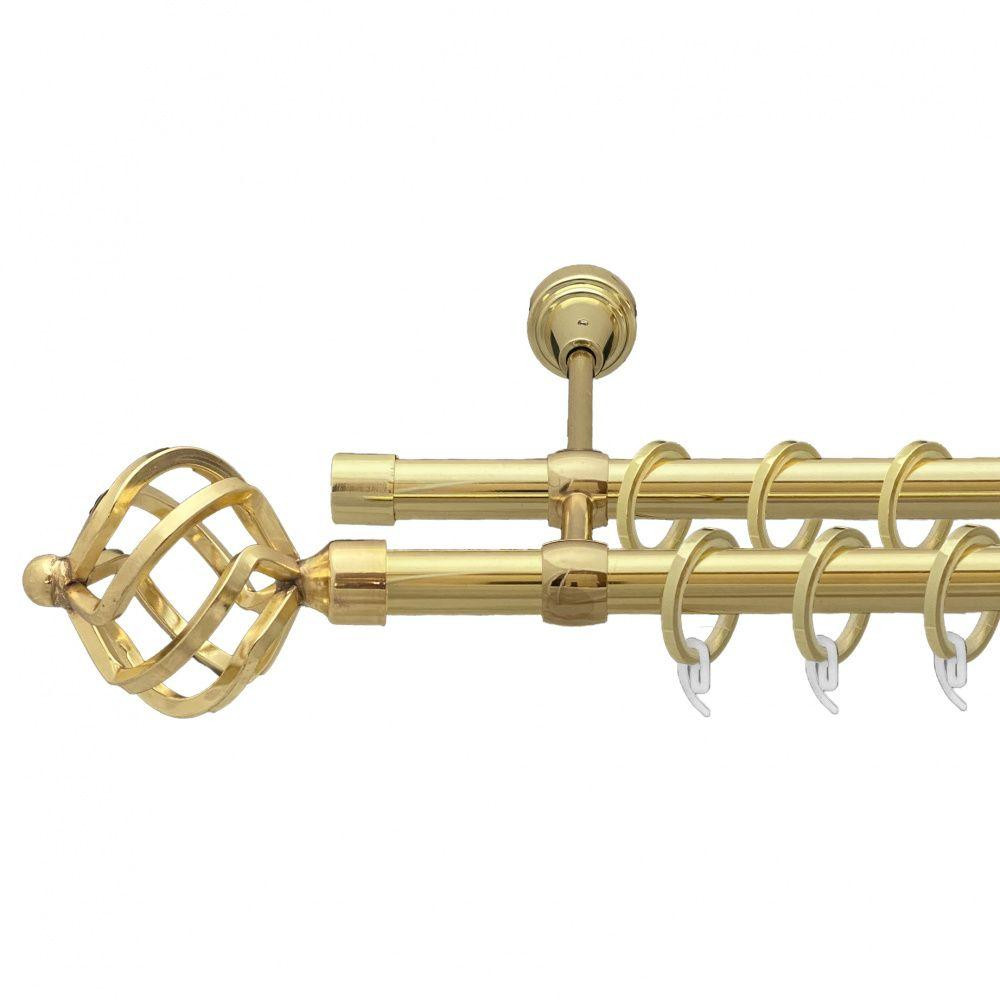 Карниз Orvit Ажур металевий дворядний литий гладка труба кільце фасонне металеве  Золото 19\19 мм 200 см Львов - изображение 1