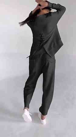 Жіночий повсякденний прогулянковий костюм двонитка Чорний, 48/52 Одеса