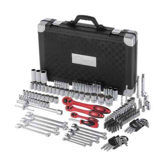 Набір інструментів, проф., 1/2" + 3/8" + 1/4", Cr-V, 176 од., головки: 4-32 мм, E4-E24, біти 57 од., подовж. головки: 4-18 мм, Київ