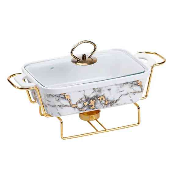 Yiwu Марміт порцелянаовий 1 л зі скляною крішкою та підставкою з підігрівом Коломия