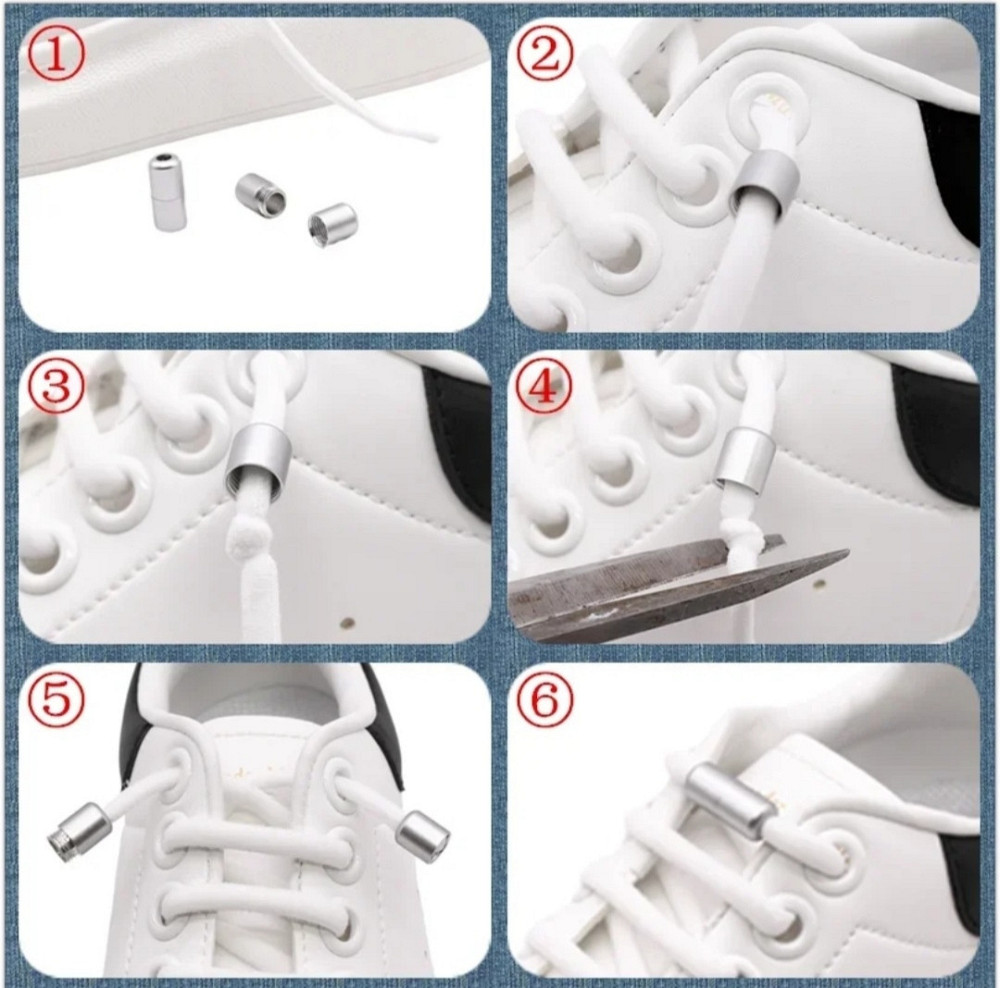 Шнурки еластичні напівкруглі без зав'язок з застібками в один колір Жовтий Сміла - фото 3