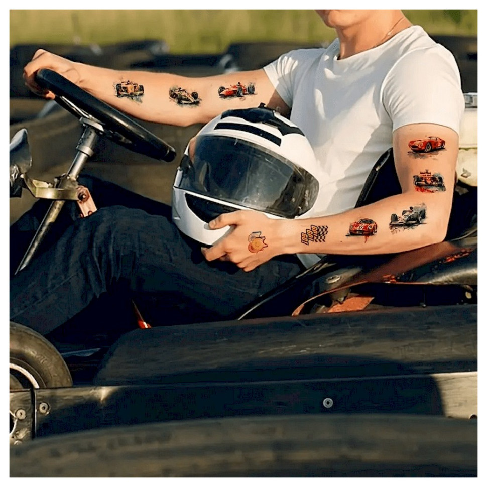 Набір тимчасових татуювань "Гоночні автомобілі" racing-cars-10-01 розмір 12х7 см Вінниця - фото 4