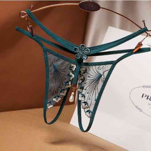 Трусики з доступом та бусинкою жіночі універсальний зелений Київ