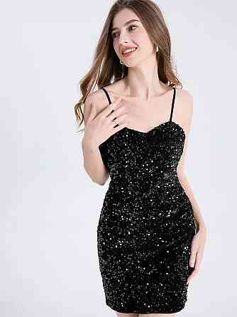 Сукня з паєтками без рукавів коротка блискуча жіноча S чорний Київ