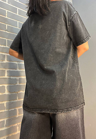 Футболка женская YIGOU 36 вареный рисунок надпись HOWDY GAYS удлиненная one size черная, черный, one Одесса - изображение 2