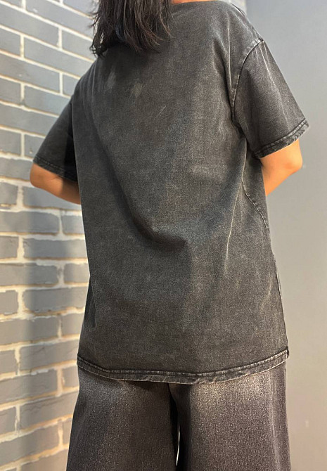 Футболка жіноча YIGOU 36 варена малюнок напис HOWDY GAYS подовжена one size чорна, чорний, one size Київ - фото 2