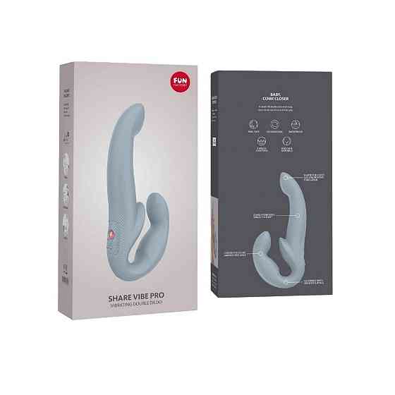 Безремневой страпон с вибрацией Fun Factory SHARE VIBE PRO cool grey, регулируемый Sex Aura Киев