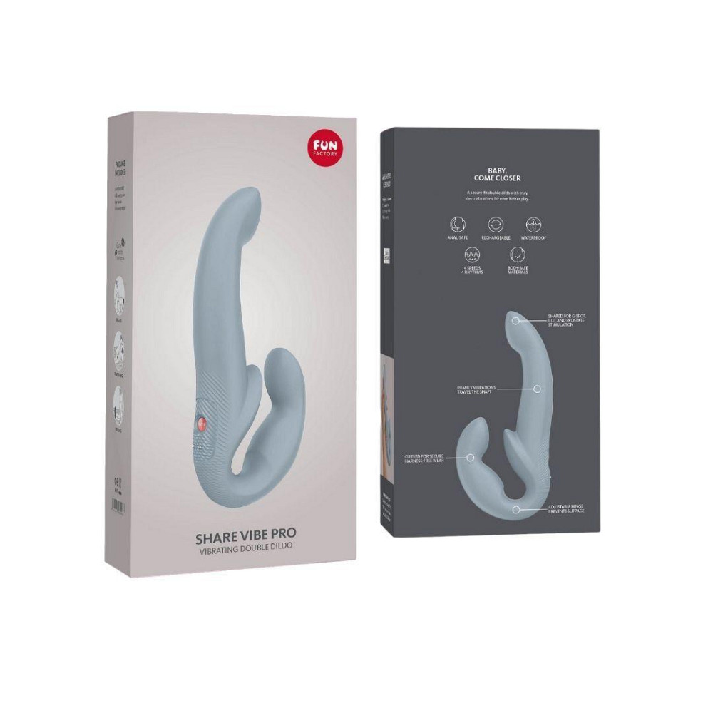 Безремневой страпон с вибрацией Fun Factory SHARE VIBE PRO cool grey, регулируемый Sex Aura Киев - изображение 6
