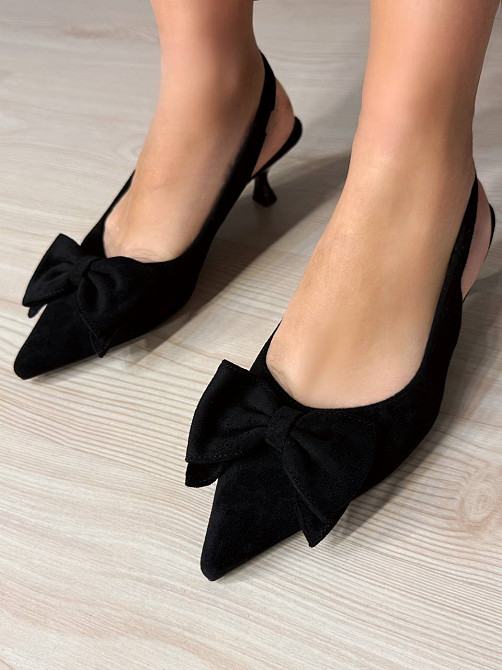 Туфли женские Meideli 2051-12 slingback лодочки с бантом на каблуке черные, 40, 25 см Киев - изображение 3