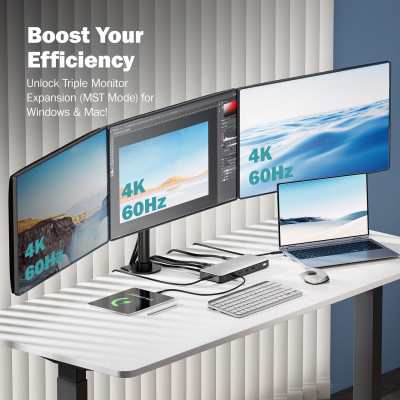 Порт-репликатор Digitus USB-C > 3xHDMI/2xDP/4xUSB-A/USB-C/RJ54/DC/Audio (DA-70918) Винница - изображение 6