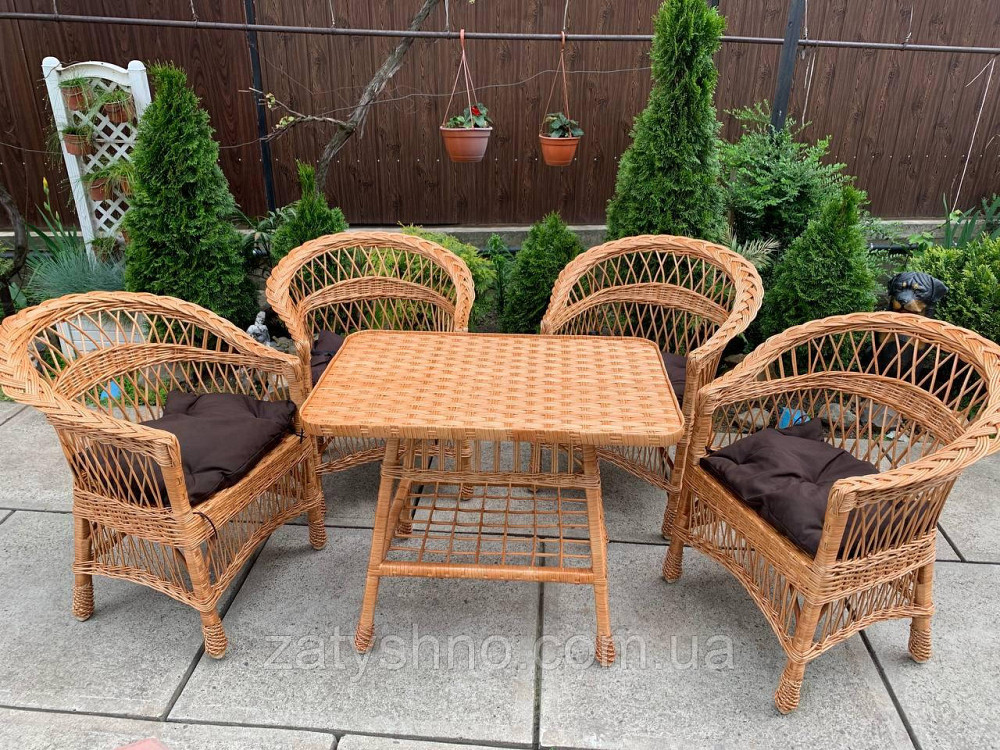 Комплект кухонной плетеной мебели из лозы с низкой спинкой Киев - изображение 3